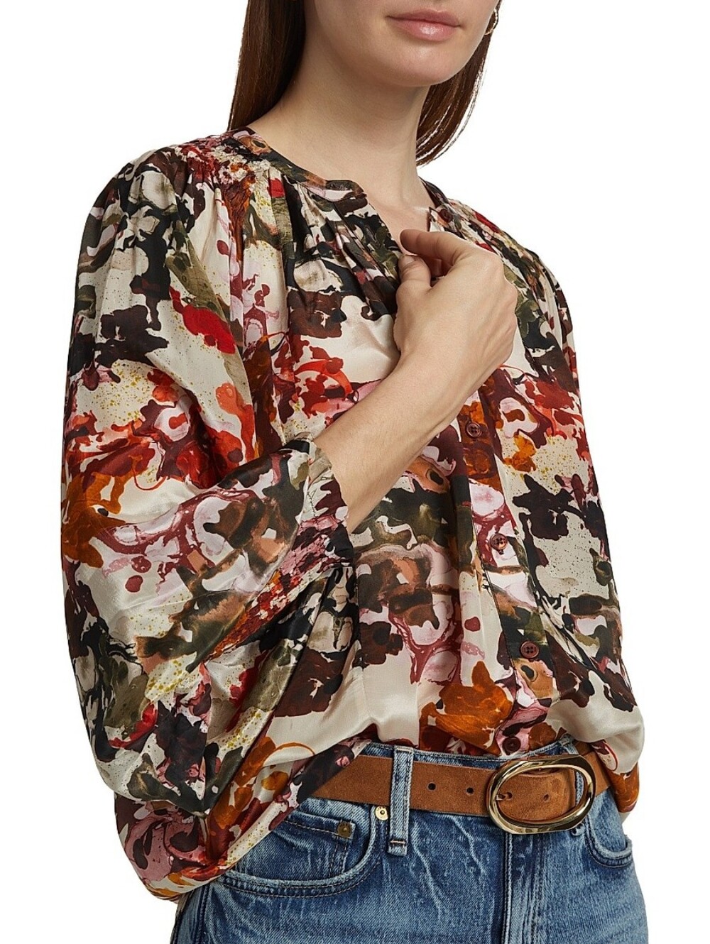 NEW MARIA CHER Blouse Pena Julieta Red Abstract Floral Size L